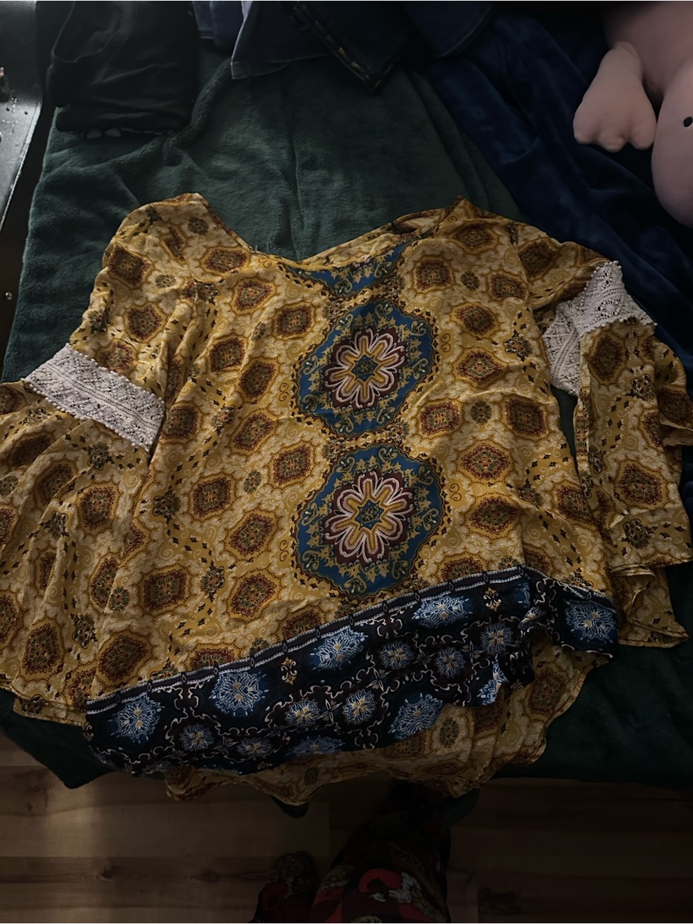Bohemian Mustard Yellow Floral Print Women’s Blouse